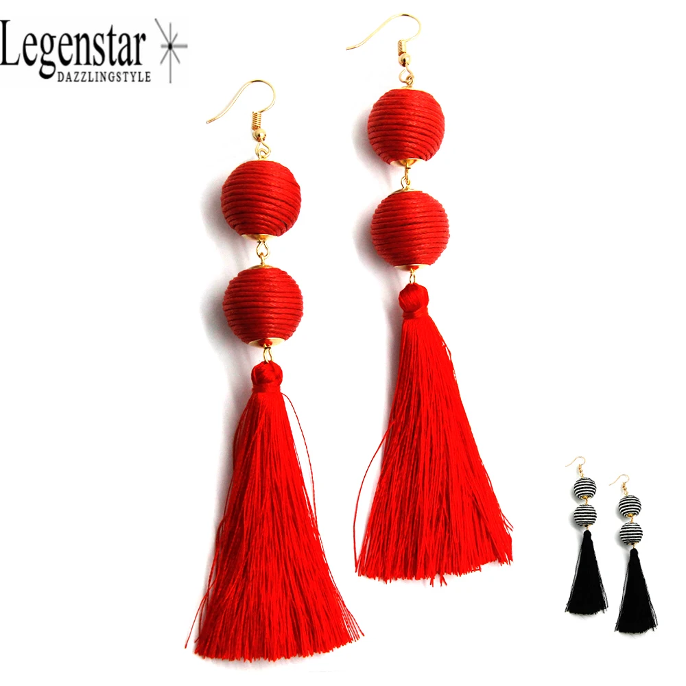 Legenstar 2017 New Fringed Statement Earrings Wedding Tel Red Legenstar 2017 New Fringed Statement Earrings Wedding Tel Red Color Thread Ball Hot Fashion Drop Dangle Earring Jewelry Women