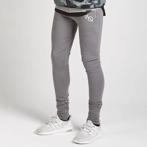 

HOT 2019 Outdoor muscle Sport fitness recreational modal Jogging running GYM elastic skinny pants zipper foot men's pants