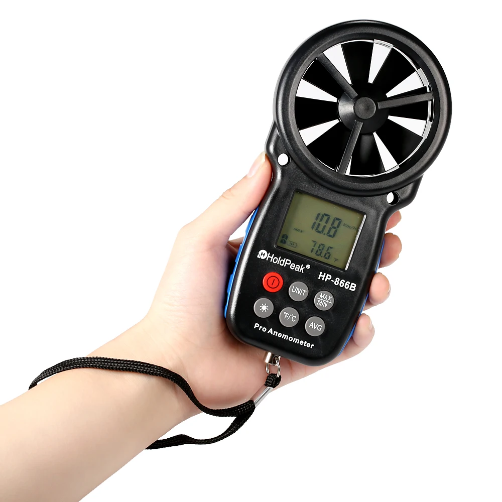 

HoldPeak HP-866B Mini LCD Digital Anemometer Wind Speed Air Velocity Temperature Measuring with Backlight