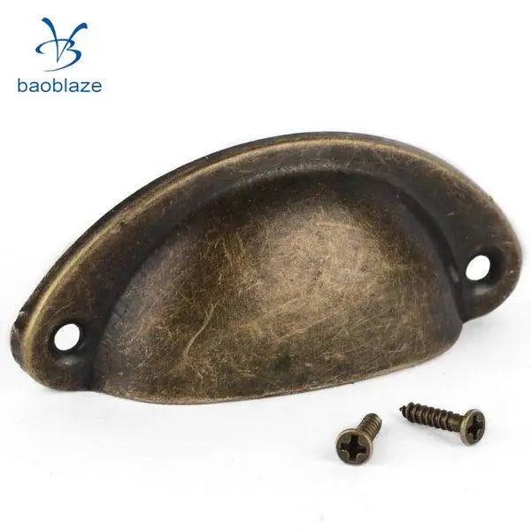  NEW 40Pcs Retro style Brass Cabinet Knob Shell Cup Cupboard Drawer Pull Handle Bronze	
