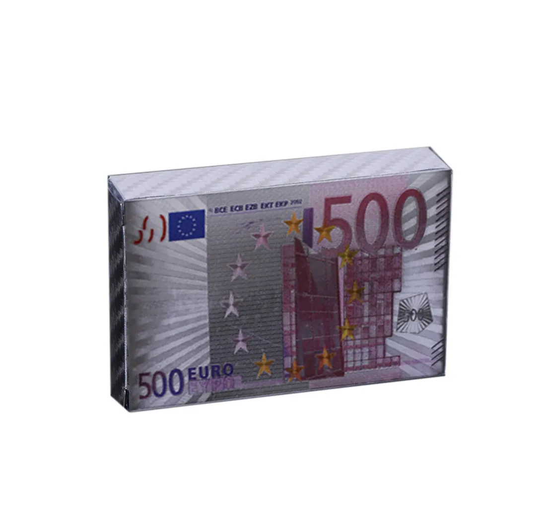 

500 Euro Colorful 999.9 Silver Plated Banknote Playing Card for Family Games Personalized Gift
