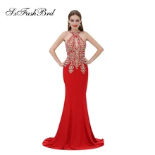 

Vestido De Festa Halter Neck With Appliques Mermaid Satin Elegant Dress Long Formal Women Evening Dresses Prom Party Robe Longue