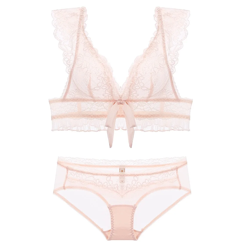 

White Black New Arrival Sexy Full Lace Bra Briefs Sets Ultra Thin Woman Underwear Transparent Woman Bra Pantie Lingerie Set