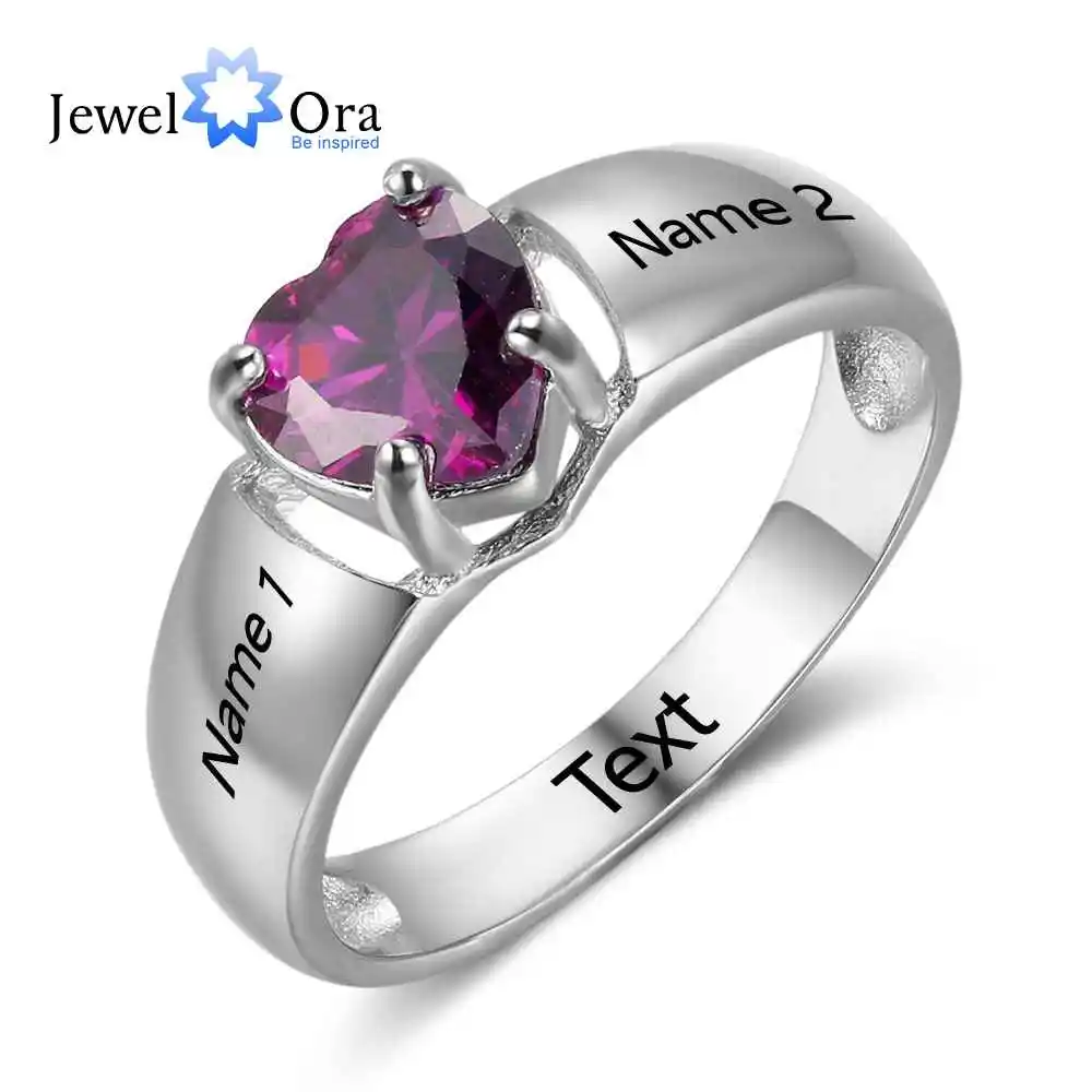 

New Personalized Love Promise Ring Simple 925 Sterling Silver Heart Cubic Multi Color Zircon Ring Valentine's Day Gift