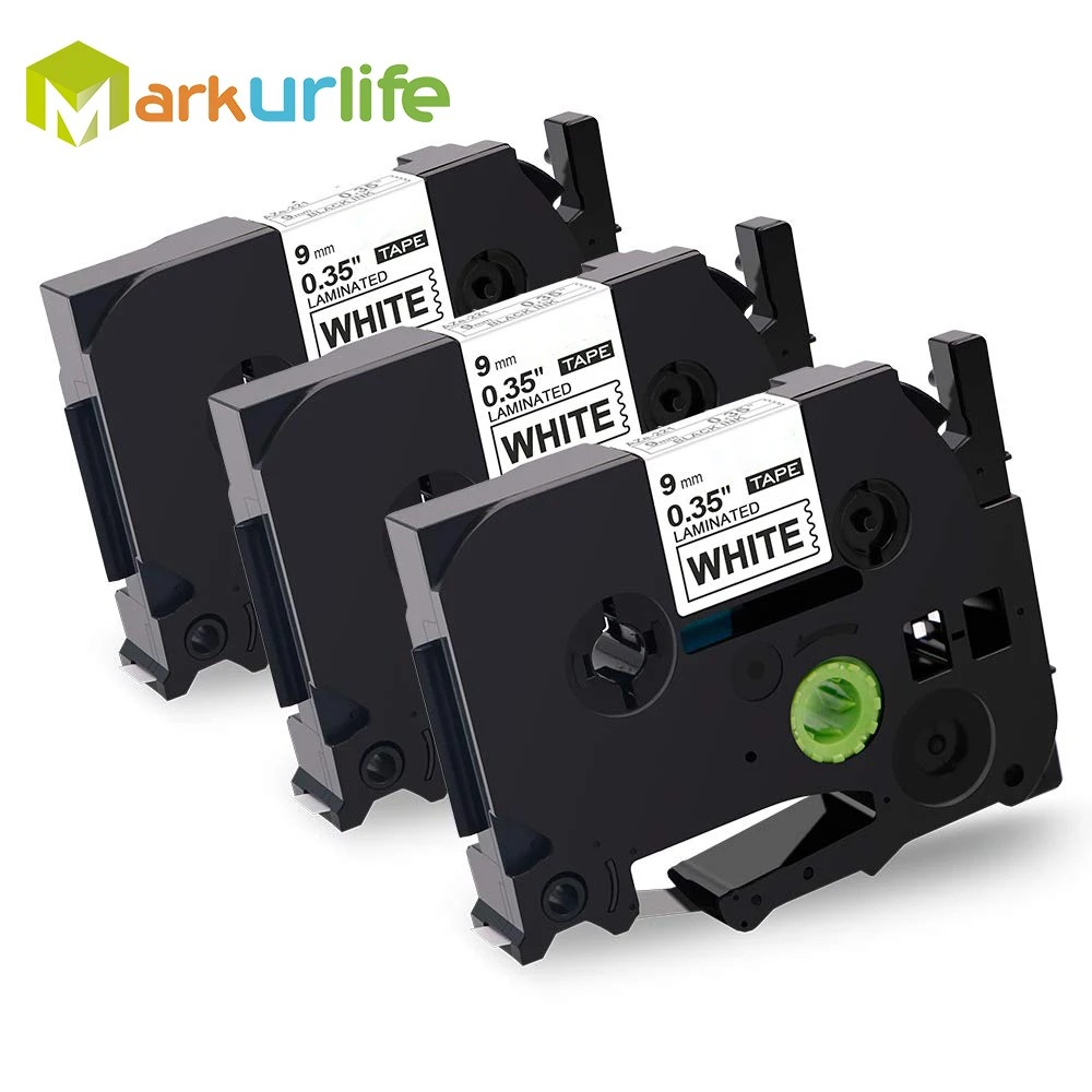

3-Pack 9mm Tze 221 Tze221 Black on White Laminated Compatible P touch 9mm tze-221 Label Tape Cartridge tz221 tze-221 Label Maker