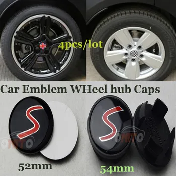 

4pcs/lot S logo label Badge fit For Mini 54mm Car Rims Wheel hub Center caps Auto tires rims Covers badge Emblem