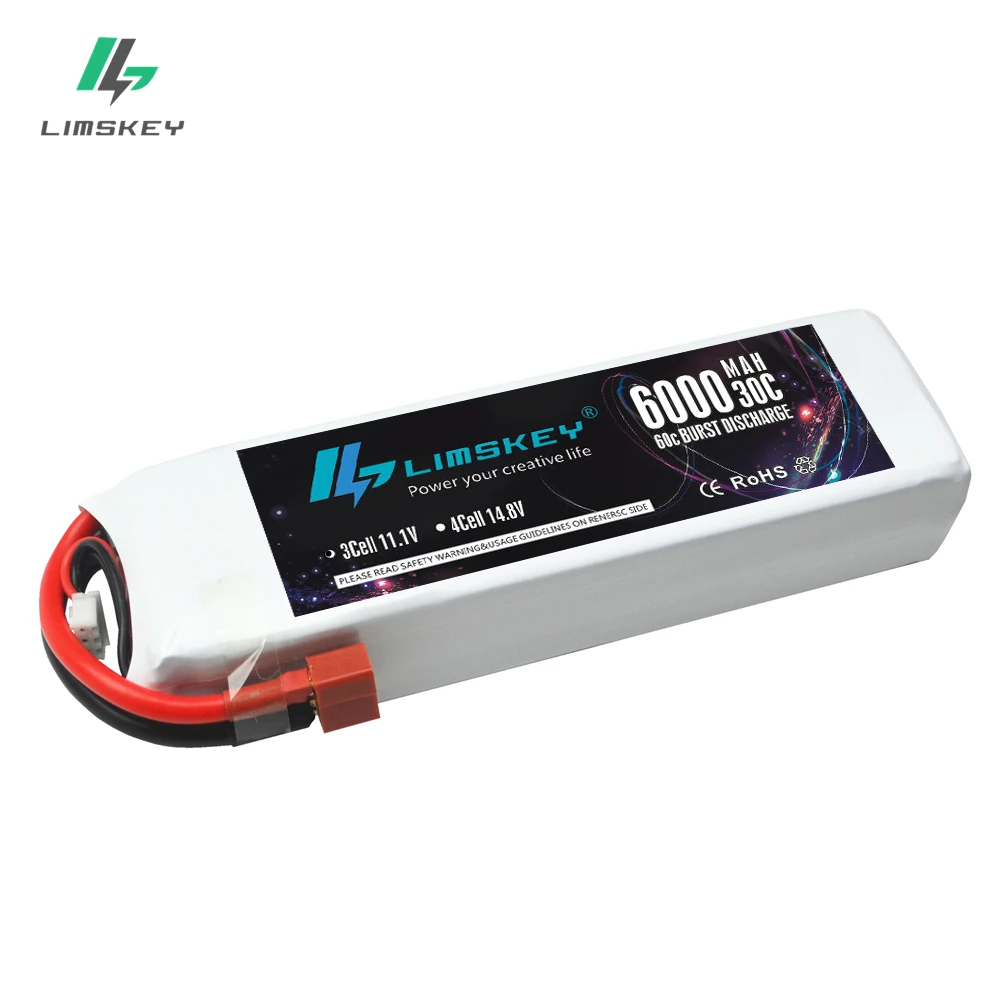 Limskey 11 1 V 6000mAh 30C 60C 3S RC Lipo аккумулятор для квадрокоптера вертолета гоночного автомобиля|11.1v 6000mah|lipo batteryrc lipo