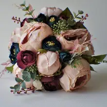 Пион Свадебный букет, шелковая Румяна винтажные Свадебные цветы деревенский шикарный свадебный букет невесты подружки невесты