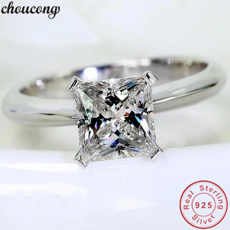 

choucong Four Claws Promise Ring 925 sterling Silver 0.8ct AAAAA Zircon Sona cz Engagement Wedding Band Rings For Women Jewelry