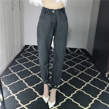 

JUJULAND 2018 Vintage Black Boyfriend Jeans For Women High Waist Denim Jeans Vintage Slim Mom Pencil Jeans Woman Denim Pants