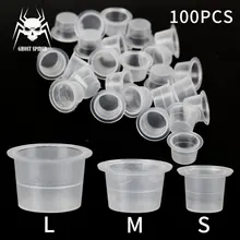 Привидение, паук 100 шт Одноразовые Пластиковые чернила для татуировки чашки Перманентный макияж Пигмент прозрачный держатель контейнер с крышкой аксессуары для татуировки