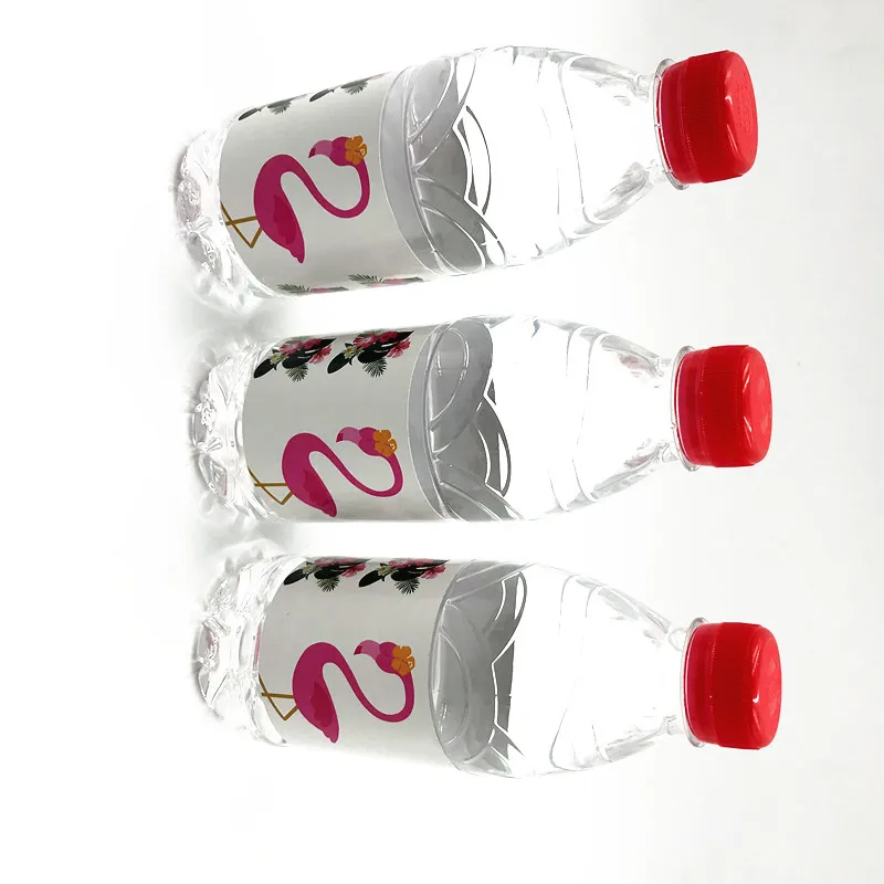 

6pcs/lot pink Flamingo water label sticker baby shower Pink Flamingo birthday party favors Flamingo water bottle stickers
