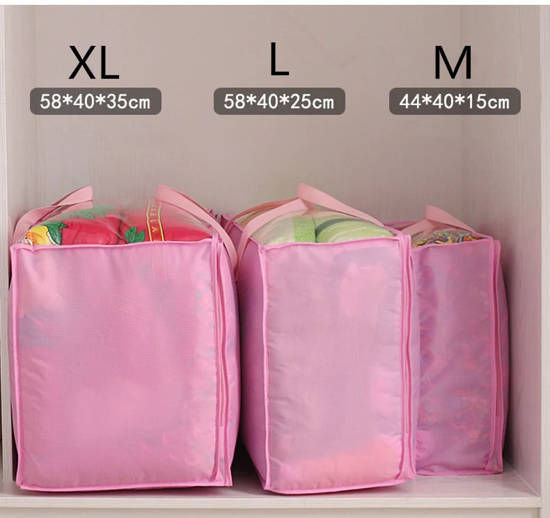 Home Quilt Closet Organizer With Transparent Lid Quality Underbed Ocford Storage Bag 1pcs Simple Wardrobe Organizer With Handle