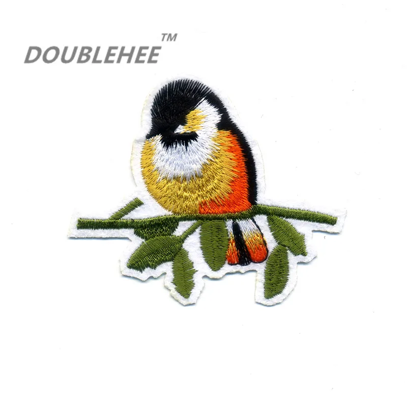 

DOUBLEHEE 8.2cm*7cm Embroidered Iron On Patches Bird On Tree 100% Embroidery Design T-shirt Bags Applique Accessories