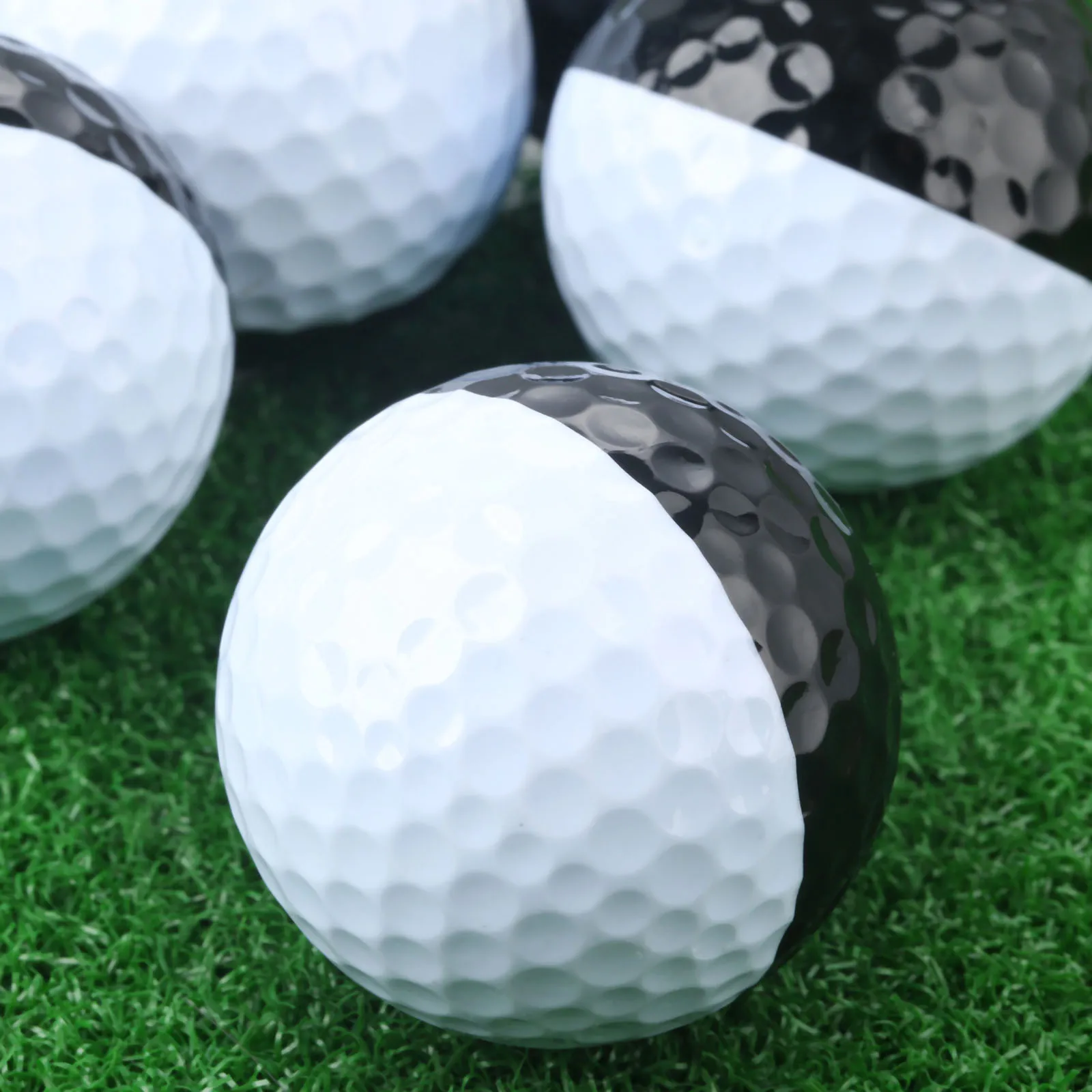 1 шт. черный и белый двухуровневый мяч для гольфа 42,7 мм Диаметр синтетического каучука для гольфа тренировочные мячи для Спорт на открытом