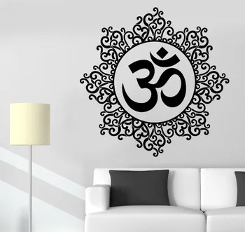 

Pinturas Murais Big Mandala Vinyl Wall Decal Yoga Sticker Menhdi Lotus Large Pattern Ornament Om Indian Mural Home Decor