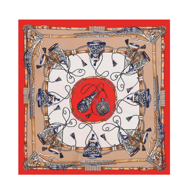 Женский квадратный платок POBING из 100% шелка с цветочным принтом 70*70 см|brand bandana|silk