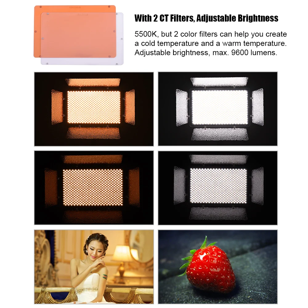 YongNuo-YN1200-5500K-LED-Video-Light-CRI-95-with-2Pcs-CT-Filters-Remote-Controller-2m-Light (2)