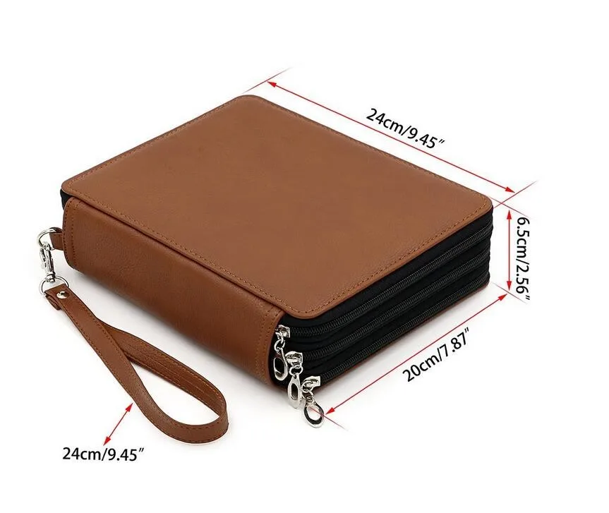 124 Holder 4 Layer Portable PU Leather School Pencils Case Large Capacity Pencil Bag For Colored Pencils Watercolor Art Supplies 30