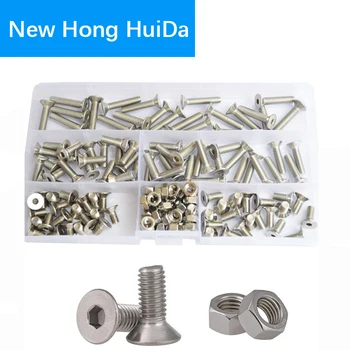 

M5 Hex Flat Socket Head Cap Screw Thread Metric Hexagon Machine Countersunk Bolt Nut Set Assortment Kit 304 Stainless Steel