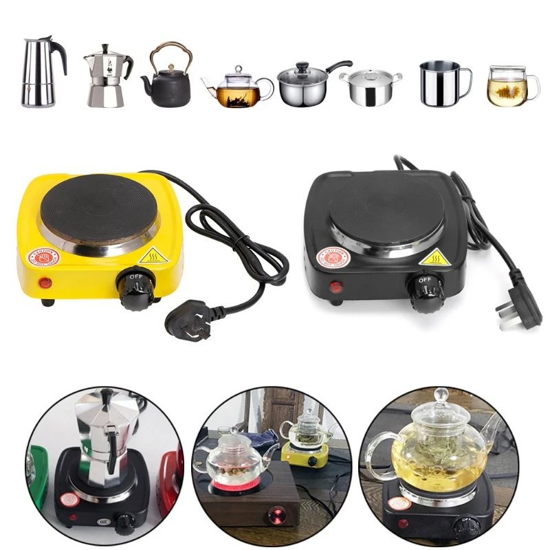 

MEXI 500W Mini Stove Cooking Plate Small Coffee Milk Tea Heater Electric Hot Grill Burner Tools Home Kitchen Appliance-Yellow