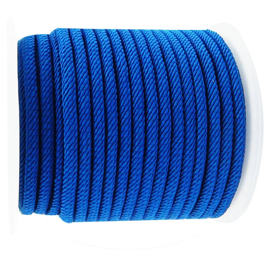 

4-5mm Royal Blue Twisted Twine Nylon Cord+DiY Craft Jewelry Accessories Macrame rope Shamballa Bracelet String Thread-25m/Roll
