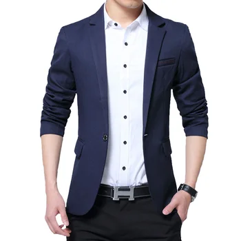 

2018 New Fashion Casual Men Blazer Cotton Slim Korea Style Solid Suit Blazer Masculino Male Suits Jacket Blazers Men M-5XL