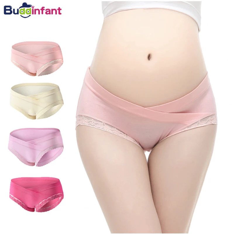 

4Pcs/Lot Maternity Panties Cotton Pregnant Women Underwear U-Shaped Low Waist Lace Pregnancy Briefs Women Clothes Plus Size 4XL