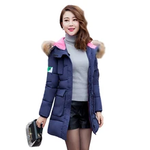 2016 New Down padded female women Korean Slim and long sections thicker jacket collar coat Women