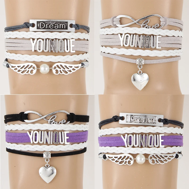 

Infinity Love YOUNIQUE Bracelet & Bangles Heart Charm Wrap Rope Braid Bracelet Dream Angel Wings Pendant Jewelry Drop Shipping