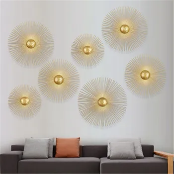 

New Unique Circular Metal Led Wall Lamps Foyer Restaurant Bedside Wall Lights Sconce Retro Home Deco Light Fixtures Art Design