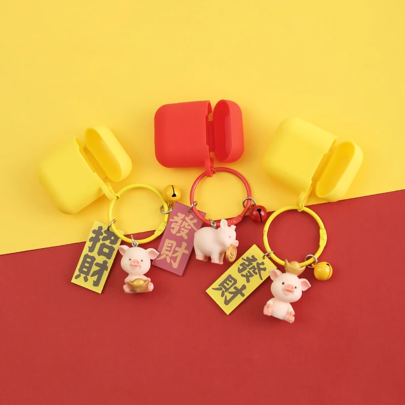 

Cute Cartoon Silicone Case for Apple Airpods Case Air Pods Accessories Bluetooth Earphone Protective Cover Key Ring