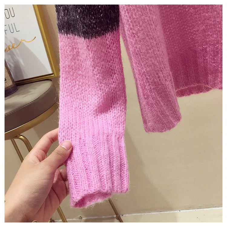 Autumn Women Sweaters 2018 New Fashion V-neck Long-sleeved Loose Tops Chic Knitted Jumper Oversized Sweater Crocheted Pullovers Autumn Women Sweaters 2018 New Fashion V-neck Long-sleeved Loose Tops Chic Knitted Jumper Oversized Sweater Crocheted Pullovers