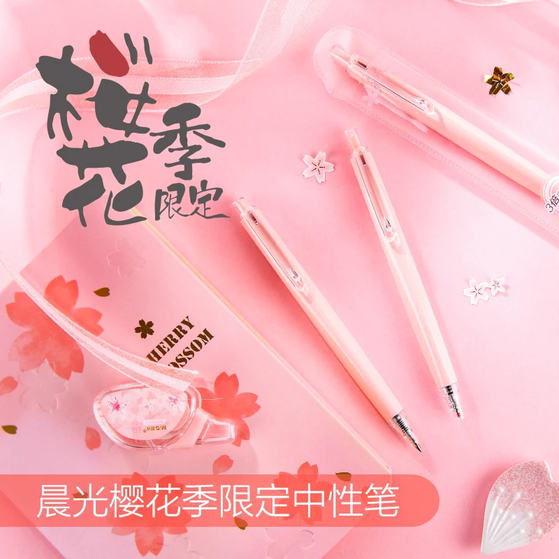 

2pcs/lot 0.5mm Cute creative new product cherry blossom pink black ink gel pen Girls office stationery supplies