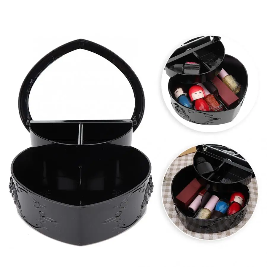 Косметическая пуховка для пудры двухслойная коробка для хранения шкатулка с зеркалом для рабочего стола для хранения косметических принадлежностей, контейнер для губки держатель Органайзер