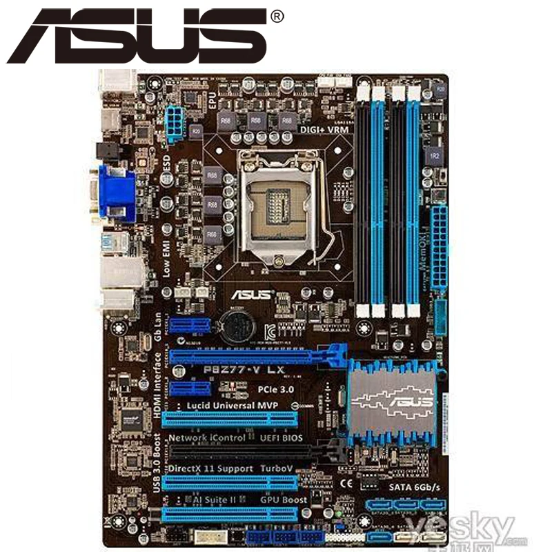 Asus P8Z77 V LX настольная материнская плата Z77 Socket LGA 1155 i3 i5 i7 DDR3 32G ATX UEFI BIOS оригинальная