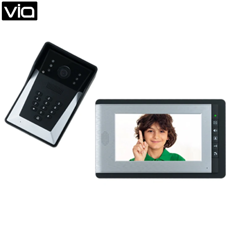 

FC-7012E Free Shipping Video Door Phone, Have door access control function, programming can only use by keypad