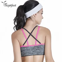 Крест ремнями назад Для женщин спортивный бюстгальтер пуш-ап Мягкий Йога работает бюстгальтер спортивный топ Gym Фитнес Для женщин sujetador Депортиво