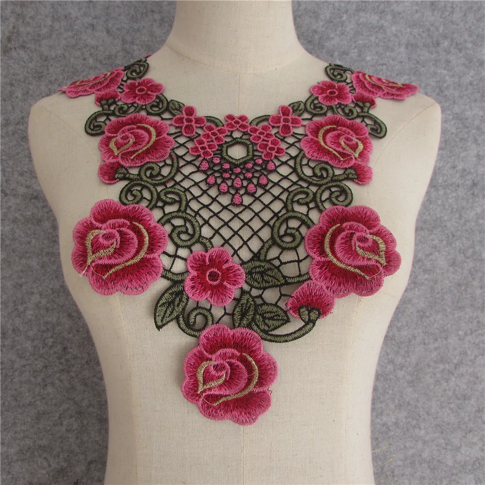 DIY Fabric Flower Lace Sewing Applique Lace Collar Neckline Collar