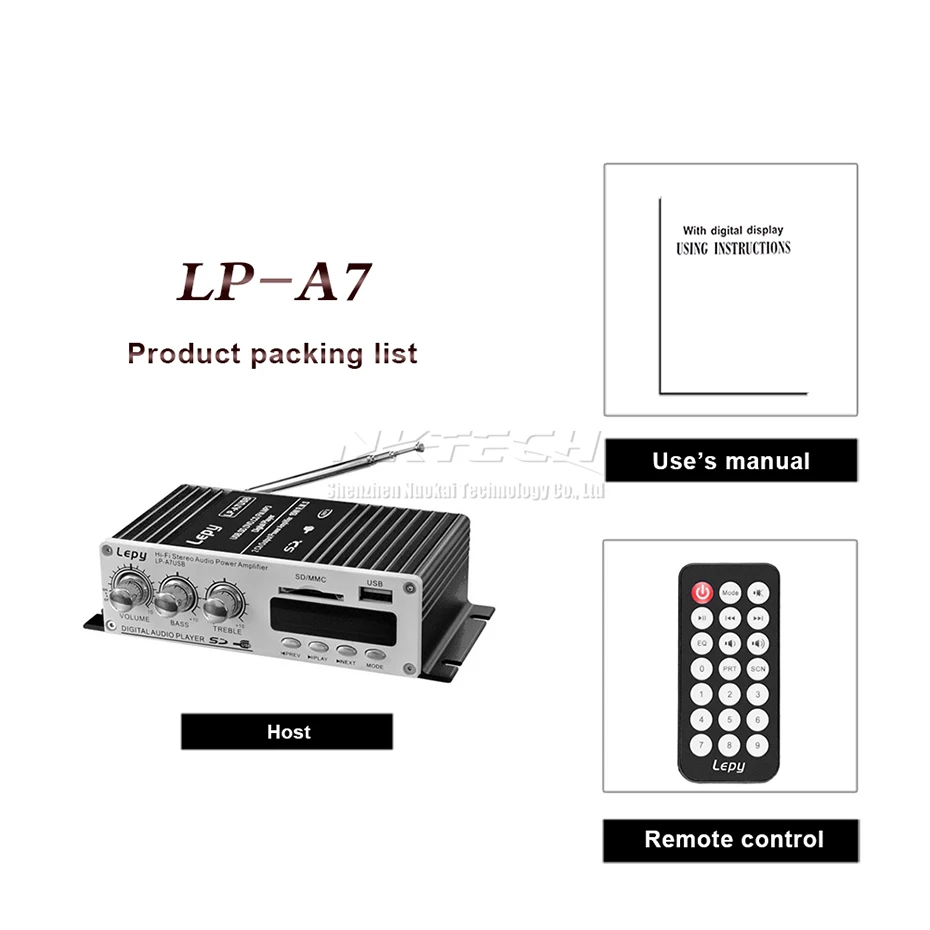 LP-A7 USB Lepy цифровой плеер Bluetooth 4,2 версия автомобиля мощность Hi-Fi стерео аудио усилитель 2CH 20 Вт RMS домашний усилитель SD CD DVD MP3 FM