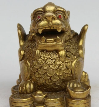 

ymying 1030+++++++Chinese Brass Fengshui Money Wealth Fly Dragon Beast Pixiu Statue Scupture