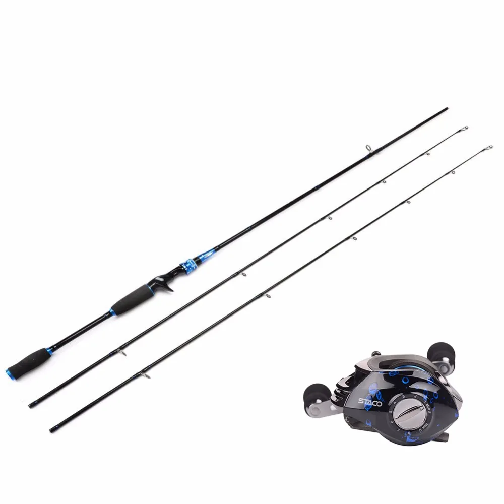 HiUmi 2 Pieces Casting Fishing Rod Pole With Baitcasting Reel Fishing Rod  with Two Tips M ML Lure Fishing Rod and Reel Combo