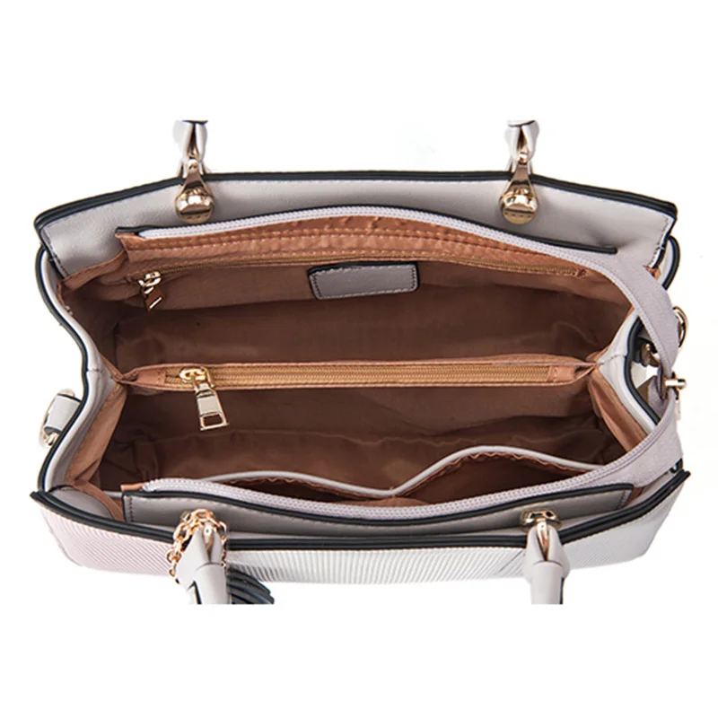 Women Handbag Luxury Bags Patchwork Women Solid Chains Rivet Bag Leather Designer Handbag HairBall Shoulder Kabelka SS7020 (10)