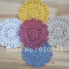 Хлопок салфетка ручное вязание крючком циновка чашки, пусковой площадки, coaster, высота каблука 10 см круглый 5 видов цветов 20 шт./лот CD038