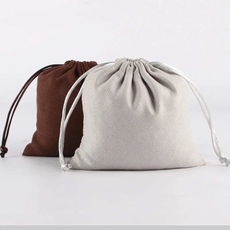 10pcs/lot 13*13cm 2 colors high quality soft suede drawstring pouch manufacturer wholesale