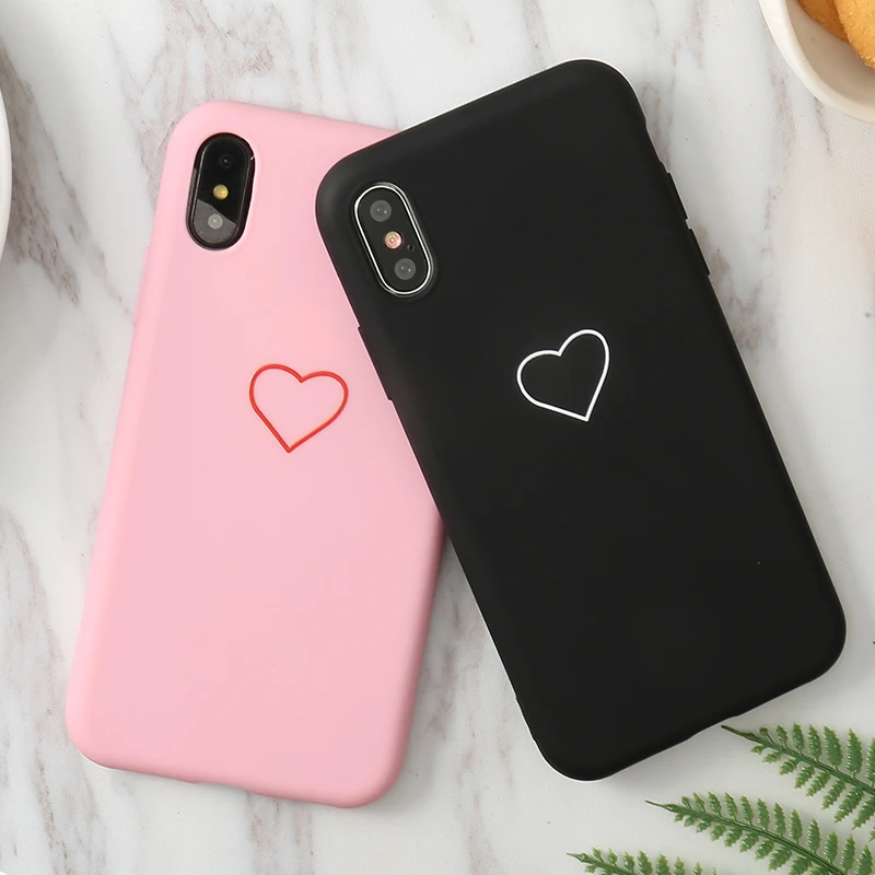 

Cute Soft Heart Love Black Pink Case For Oppo A3 A3s A5 reno A7 A5s R11 R11s R7 R7s R9 R9s Plus R7 R15 pro TPU Cover