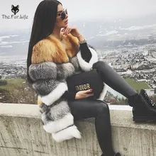 Luxury New Style Real Red Fox Fur Coat With Silver Fox Fur Jackets For Women Warm Natural Fur Coats Luxury New Style Real Red Fox Fur Coat With Silver Fox Fur Jackets For Women Warm Natural Fur Coats