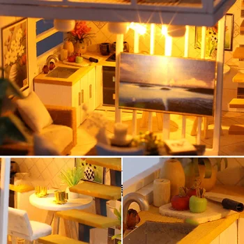 

AINY-Diy Miniature Wooden Doll House Furniture Kits Toys Handmade Craft Miniature Model Kit Dollhouse Toys Gift For Children
