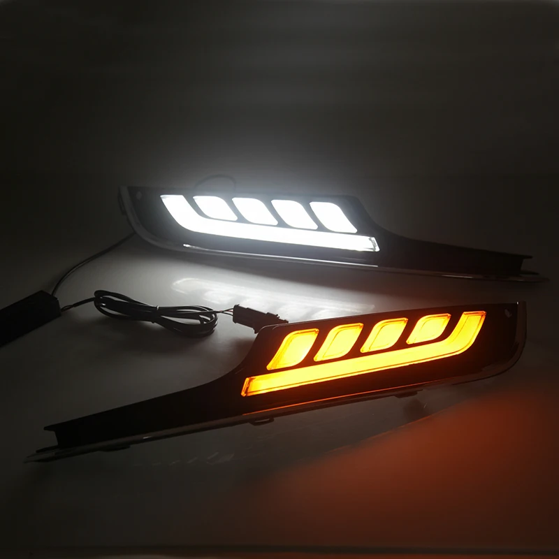 

2Pcs LED Daytime Running Light With Turn Yellow Signal For Volkswagen VW Golf 7 MK7 DRL Fog Lamp 2014-2017