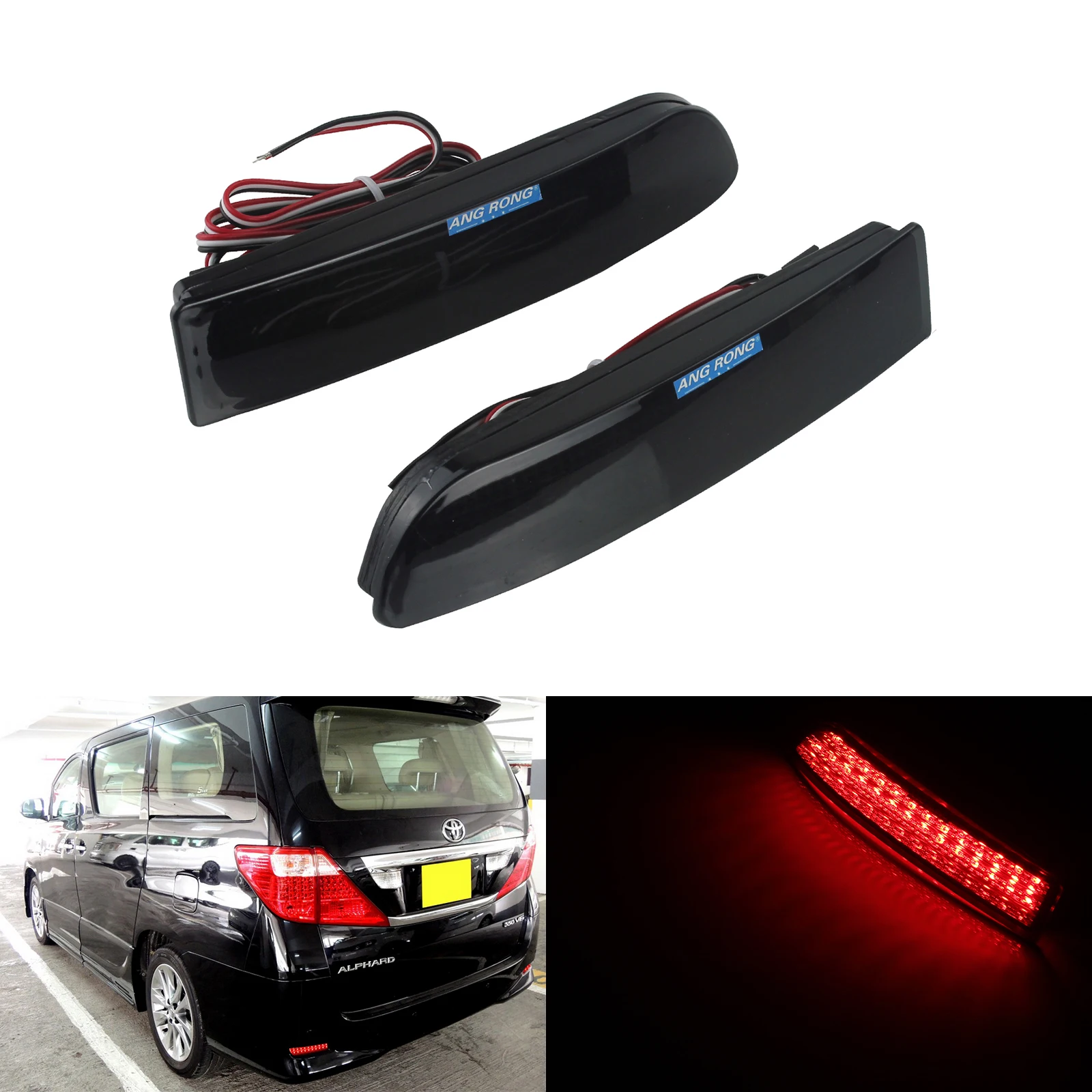 

ANGRONG For Toyota Rear Bumper Reflector Light Avensis Saloon Estate 2.4 Previa Alphard RAV4